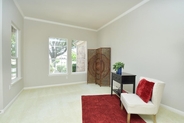 115 Blazing Star Dr, Georgetown, TX 78633 - living area featuring carpet floors, crown molding, and baseboards