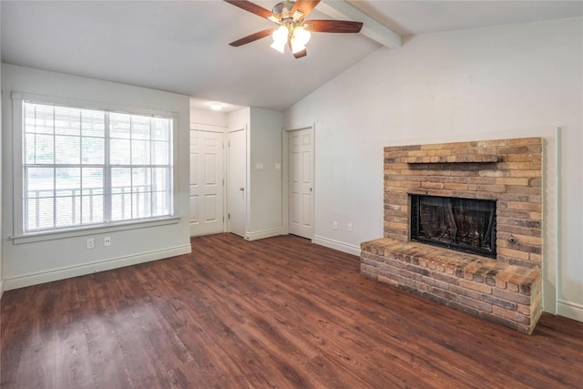 16213 Malden Dr, Pflugerville, TX 78660 - unfurnished living room with wood finished floors, a fireplace, and ceiling fan