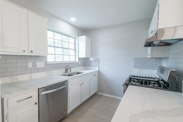 12602 Pluto Ln, Austin, TX 78727 - kitchen featuring stainless steel appliances, exhaust hood, light stone counters, backsplash, and recessed lighting