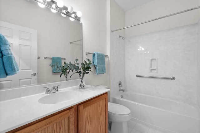 106 Ranch House Cv, Georgetown, TX 78633 - full bathroom featuring vanity, toilet, shower / bathtub combination, and tile patterned flooring