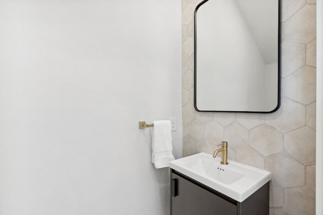 613 Clifford Dr Unit B, Austin, TX 78745 - bathroom featuring vanity and tasteful backsplash
