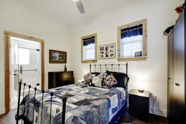 472 Mountain View Dr, Bandera, TX 78003 - bedroom featuring wood finished floors, baseboards, and ceiling fan