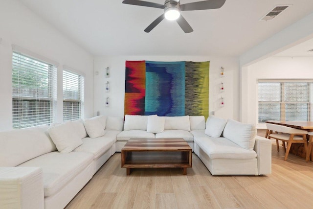 1107 Cadence Dr, Pflugerville, TX 78660 - living area with wood finished floors and a ceiling fan