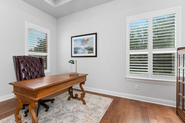 225 Cimarron Hills Trl E, Georgetown, TX 78628 - home office with wood finished floors and baseboards