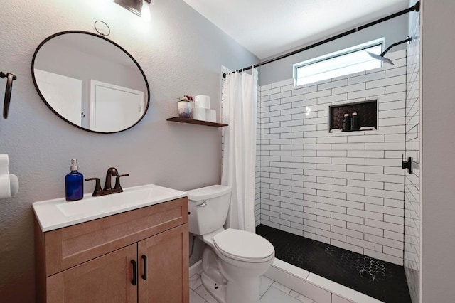 6725 Broad Brook Dr, Austin, TX 78747 - full bath with toilet, tiled shower, and vanity