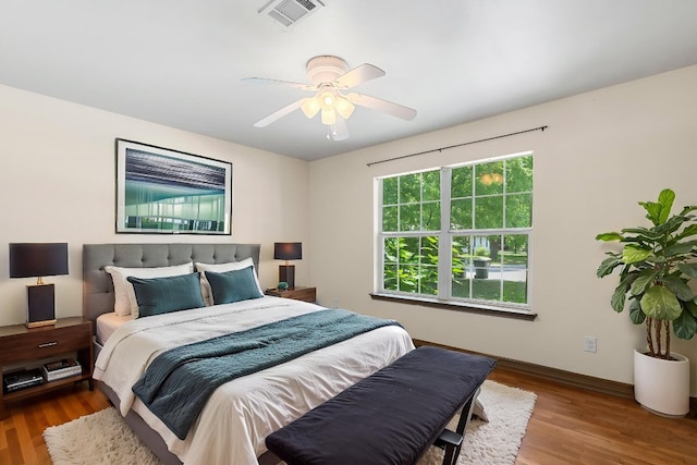 1203 Haynes St, San Marcos, TX 78666 - bedroom featuring wood finished floors and ceiling fan
