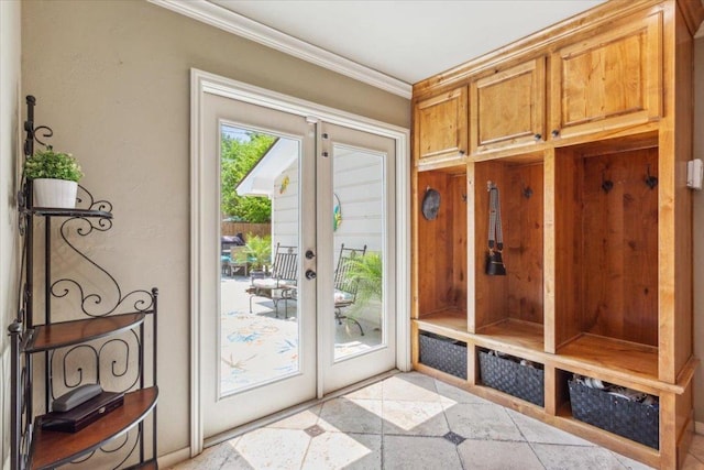 2901 Olympia Dr, Temple, TX 76502 - mudroom with french doors and ornamental molding