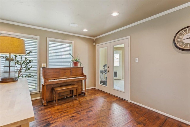 2901 Olympia Dr, Temple, TX 76502 - entryway featuring french doors, hardwood / wood-style flooring, crown molding, baseboards, and recessed lighting