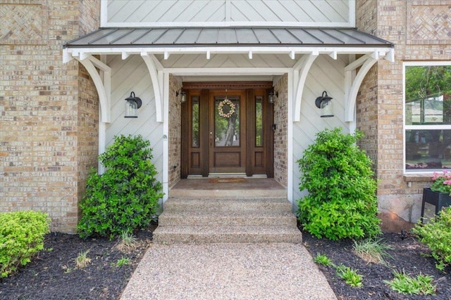 2901 Olympia Dr, Temple, TX 76502 - view of exterior entry with a standing seam roof, metal roof, and brick siding