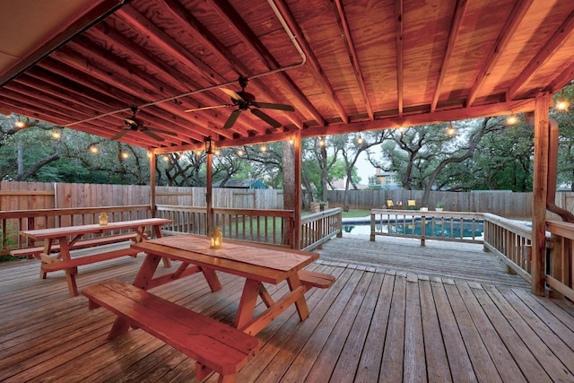 1303 Shady Grove Path, Cedar Park, TX 78613 - deck with a fenced backyard and a ceiling fan