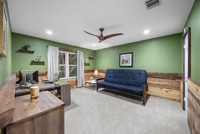 1303 Shady Grove Path, Cedar Park, TX 78613 - office area featuring carpet, a ceiling fan, and recessed lighting