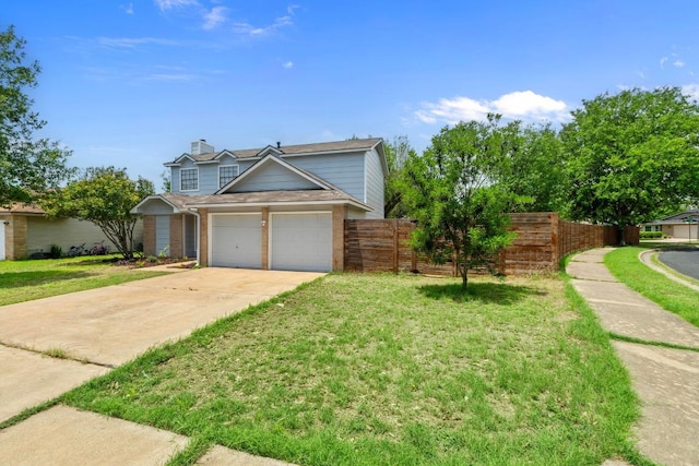 11708 Rotherham Dr, Austin, TX 78753 - traditional-style house featuring driveway, brick siding, an attached garage, and a chimney