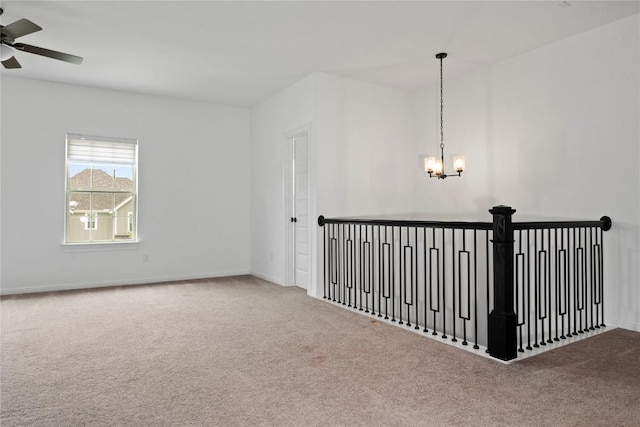 3437 Jaulan St, Leander, TX 78641 - carpeted spare room with a chandelier, ceiling fan, and baseboards