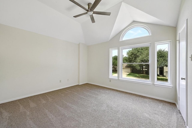 1605 Woods Blvd, Round Rock, TX 78681 - spare room featuring carpet, a ceiling fan, and lofted ceiling