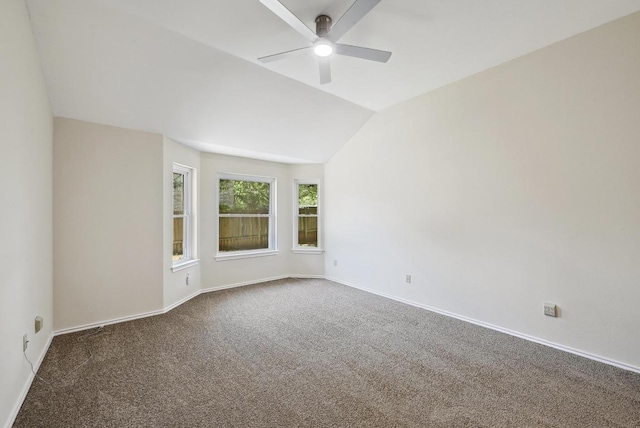 1605 Woods Blvd, Round Rock, TX 78681 - unfurnished room with a ceiling fan, carpet, baseboards, and vaulted ceiling