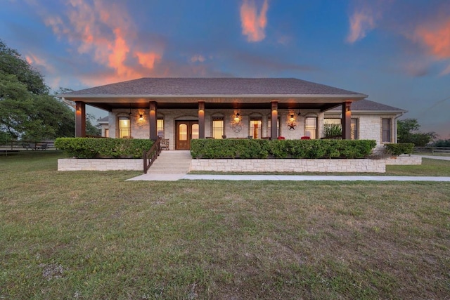 611 Post Oak Dr, Dripping Springs, TX 78620 - view of front of house with a yard and a porch