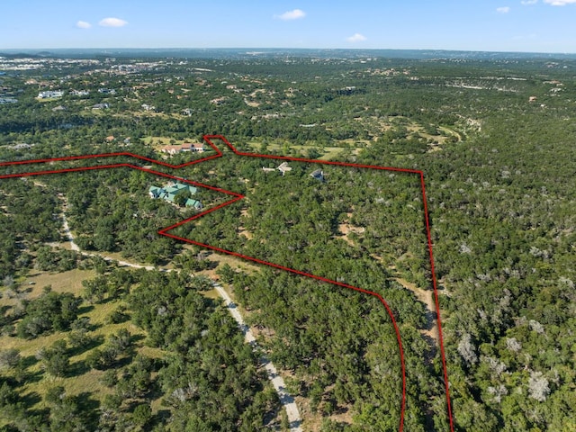 11949 Overlook Pass, Austin, TX 78738 - aerial view of property's location with property boundaries highlighted and a forest