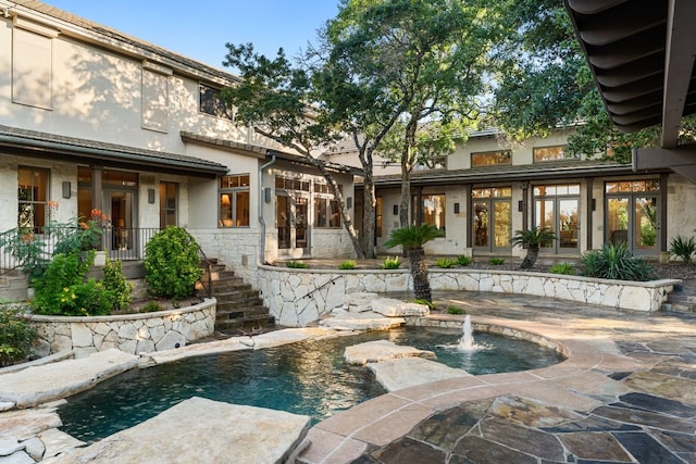 11949 Overlook Pass, Austin, TX 78738 - view of pool featuring french doors and stairs
