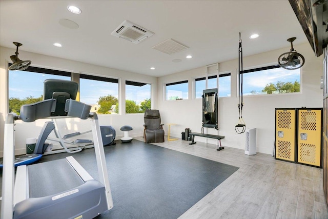 116 Wennmohs Pl, Horseshoe Bay, TX 78657 - workout area with wood finished floors and recessed lighting