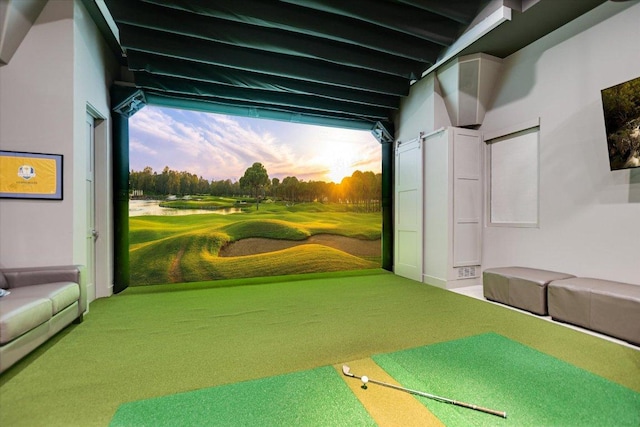 116 Wennmohs Pl, Horseshoe Bay, TX 78657 - playroom featuring carpet and golf simulator