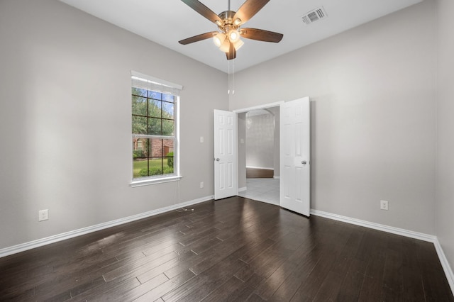 2640 Estefania Ln, Round Rock, TX 78665 - unfurnished bedroom with wood finished floors, ceiling fan, and a high ceiling