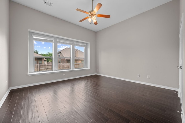 2640 Estefania Ln, Round Rock, TX 78665 - spare room featuring a ceiling fan and dark wood-type flooring
