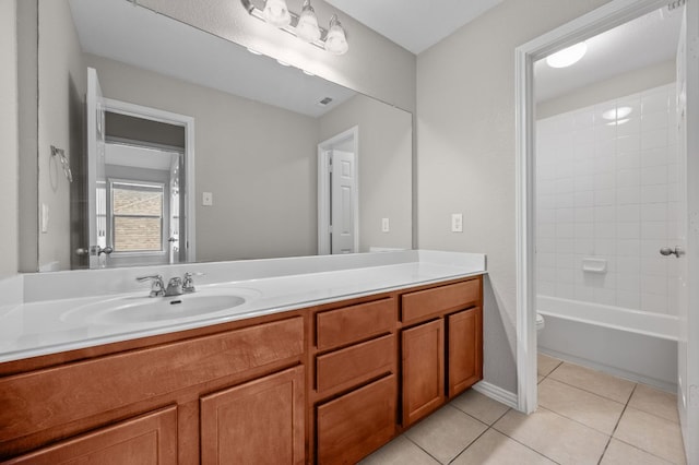 2640 Estefania Ln, Round Rock, TX 78665 - full bath featuring vanity, tile patterned flooring, and shower / bath combination