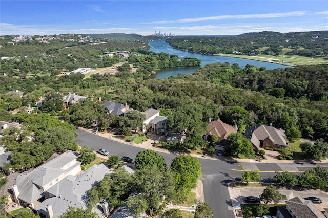 5503 Courtyard Dr, Austin, TX 78731 - aerial perspective of suburban area with a large body of water and a heavily wooded area