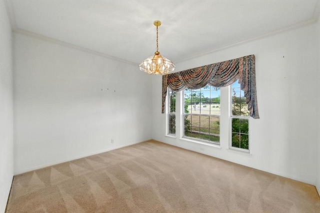 3 Coach House Rd, Austin, TX 78737 - carpeted empty room featuring crown molding and a chandelier