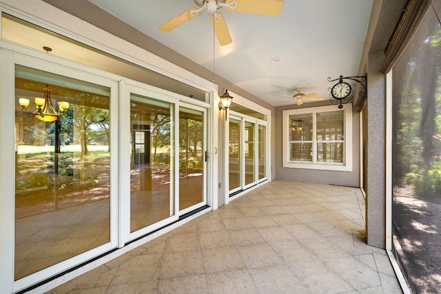 214 Lone Star Dr, Georgetown, TX 78633 - unfurnished sunroom featuring ceiling fan, french doors, and a chandelier