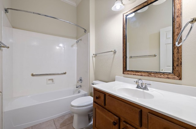 214 Lone Star Dr, Georgetown, TX 78633 - bathroom featuring vanity, bathtub / shower combination, ornamental molding, and tile patterned flooring