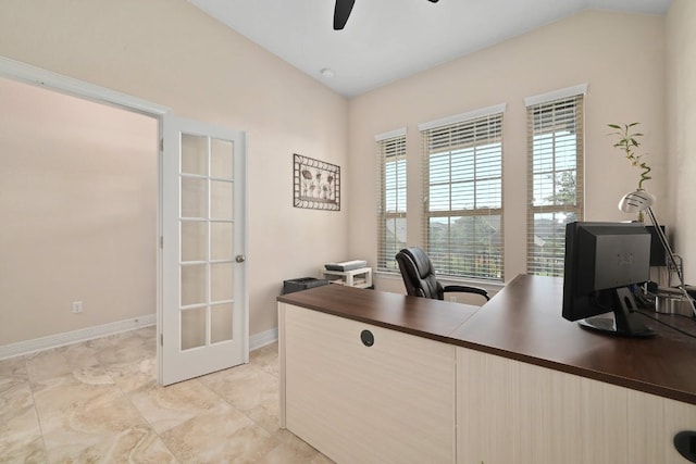 6321 Llano Stage Trl, Austin, TX 78738 - office featuring ceiling fan and baseboards
