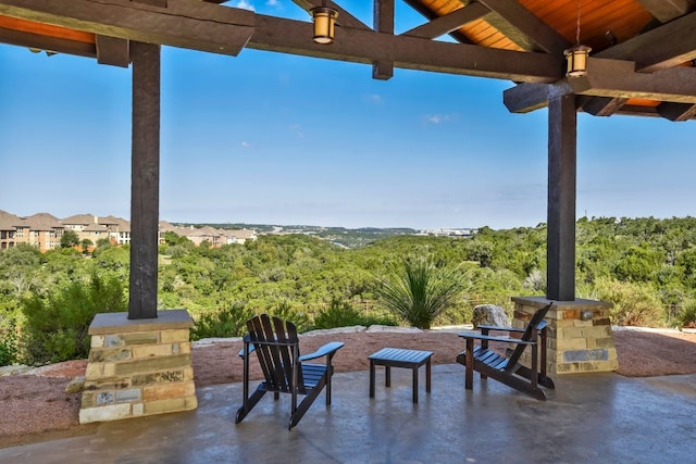 6321 Llano Stage Trl, Austin, TX 78738 - view of patio / terrace with a wooded view