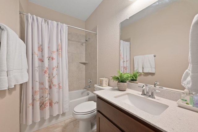 6321 Llano Stage Trl, Austin, TX 78738 - bathroom featuring vanity, shower / tub combo, and toilet