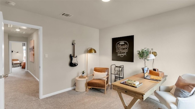 100 Heatherwood Ter, Marble Falls, TX 78654 - living area with carpet floors, an office area, and baseboards