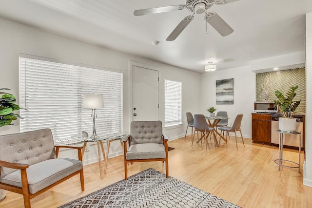2200 Dickson Dr Unit 132, Austin, TX 78704 - living area featuring light wood finished floors, baseboards, and ceiling fan