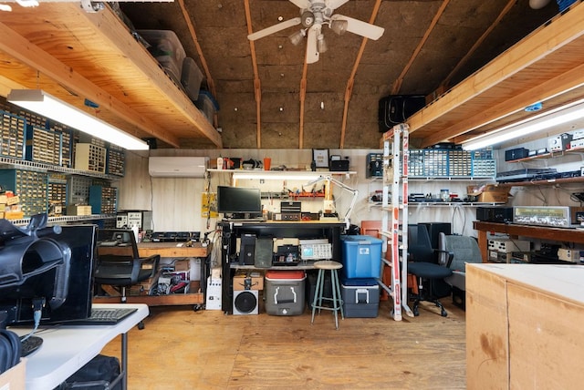 8016 Lupe Ln, Jonestown, TX 78645 - storage area with a wall unit AC and a ceiling fan