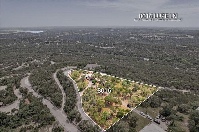 8016 Lupe Ln, Jonestown, TX 78645 - aerial view of property and surrounding area featuring property boundaries highlighted