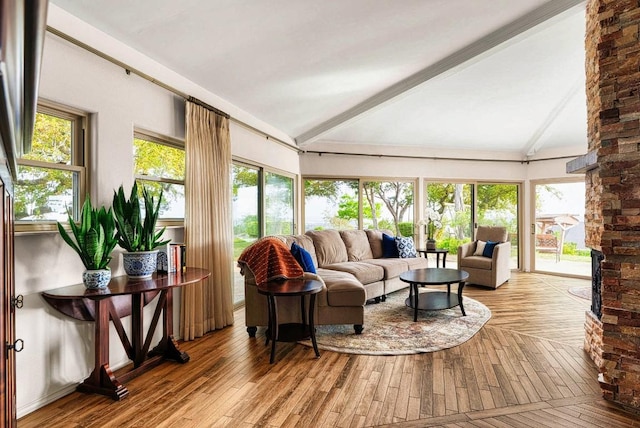 8016 Lupe Ln, Jonestown, TX 78645 - sunroom / solarium with hardwood / wood-style flooring, a deck, and plenty of natural light