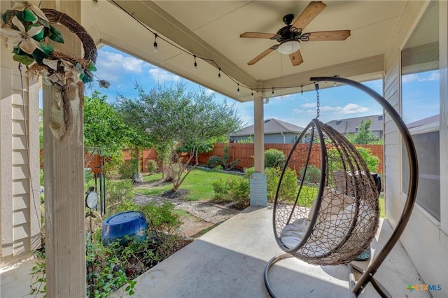 view of patio with ceiling fan