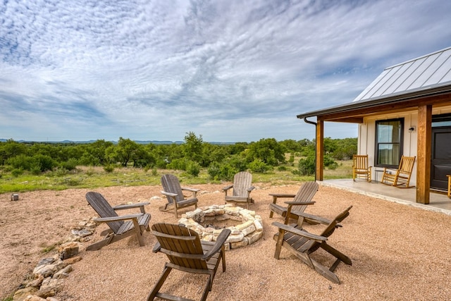 1433 Althaus Ranch Rd, Johnson City, TX 78636 - view of patio / terrace with a fire pit