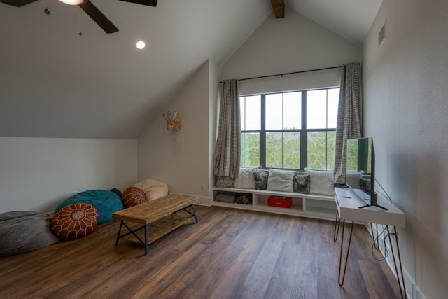 1433 Althaus Ranch Rd, Johnson City, TX 78636 - living area with ceiling fan, wood finished floors, and recessed lighting