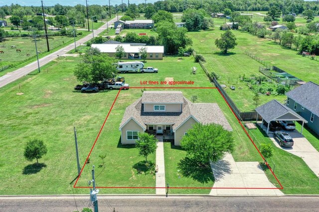 2409 Pecan St, Bastrop, TX 78602 - aerial view of property and surrounding area featuring property boundaries highlighted