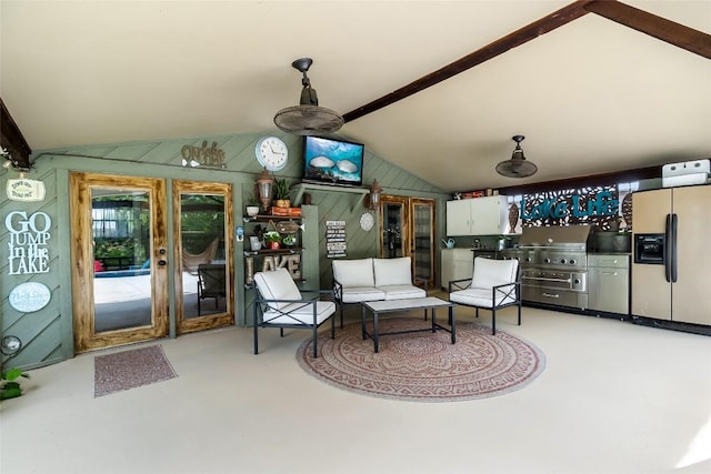 106 Apache Trl, Kingsland, TX 78639 - living area featuring wood walls and french doors