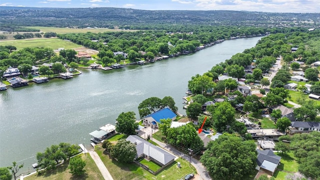 106 Apache Trl, Kingsland, TX 78639 - aerial perspective of suburban area featuring a large body of water
