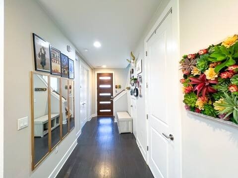 807 E 16th St Unit B, Austin, TX 78702 - corridor with dark wood-style floors, recessed lighting, and baseboards