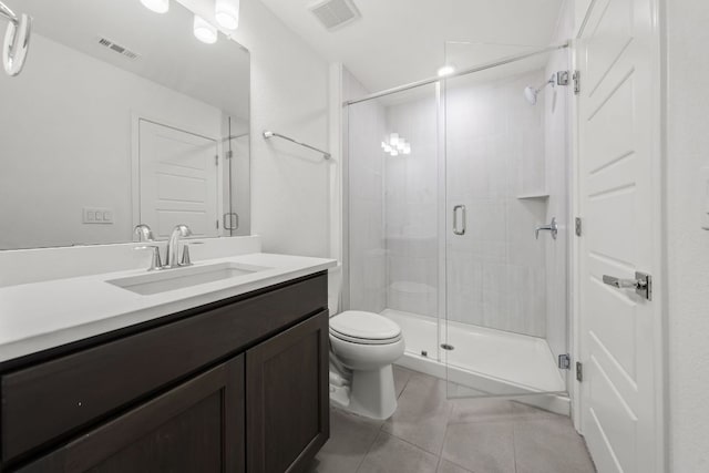 1928 Portobello Rd, Leander, TX 78641 - full bathroom featuring vanity, a shower stall, and tile patterned floors