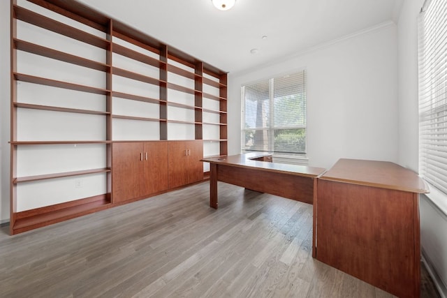1928 Portobello Rd, Leander, TX 78641 - unfurnished office featuring wood finished floors and ornamental molding