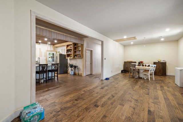 160 Chama Dr, Cedar Creek, TX 78612 - dining room with wood finished floors, recessed lighting, and baseboards