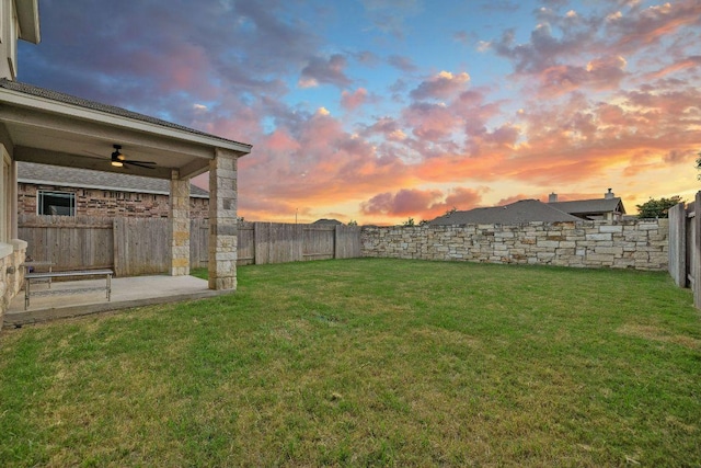 209 Sage Derby Dr, Hutto, TX 78634 - view of yard with a ceiling fan and a patio area